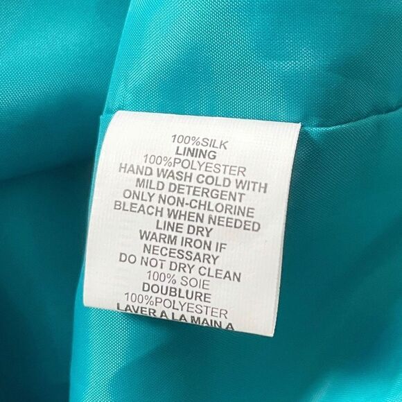 Trina Turk Silk Turquoise Gold Studded Halter Dress Size 6 - Picture 7 of 7